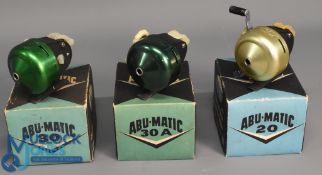 ABU Garcia Abumatic closed face reels (3) features a 20 model twin handled, champagne finish, a 30