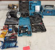 Power Tools (5) to include Direct Power 185mm circular saw, Makita hammer drill, 2x other drills,