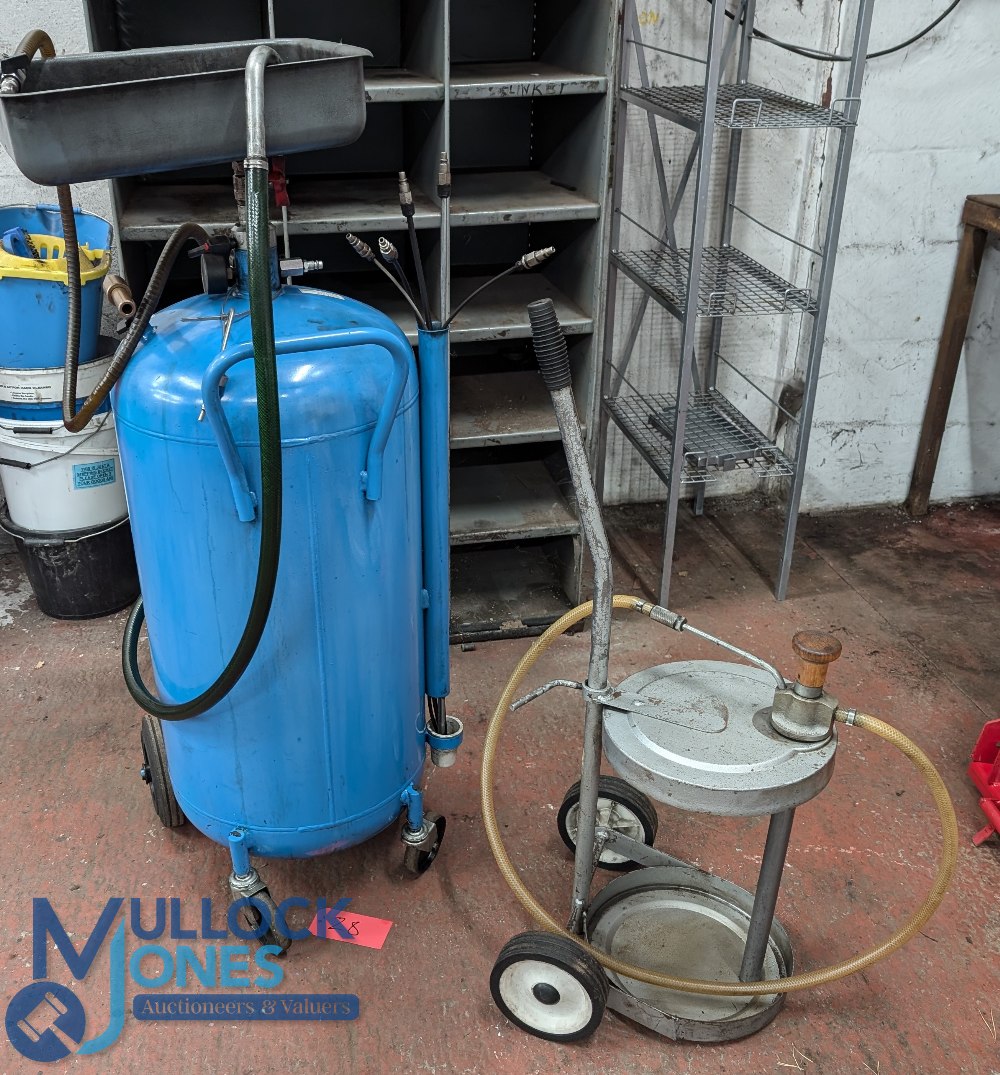 Sealey Mobile Oil Drainer pressurised to .9 bar, air discharge hose, plus another trolley (2) - Image 2 of 2