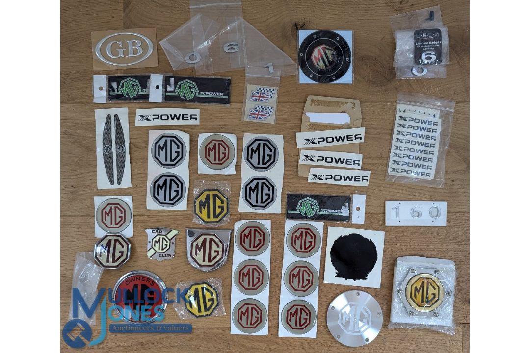Automotive - MG Badges and Decals - includes car club owners badges, various examples - see