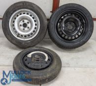 3x steel wheels with tyres - 2x 5x stud steel wheels tyres Hancook 205/65R16 and 225/50Z/R17 appears