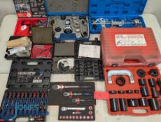 Automobile - Various Tools - Yuasa Battery testing kit, 318 cooling system tester, adaptors,