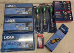 Laser and Sealey Tools - 3x brake disc run out kits, Antifreeze testers x3, Key fob tester,