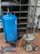 Sealey Mobile Oil Drainer pressurised to .9 bar, air discharge hose, plus another trolley (2)