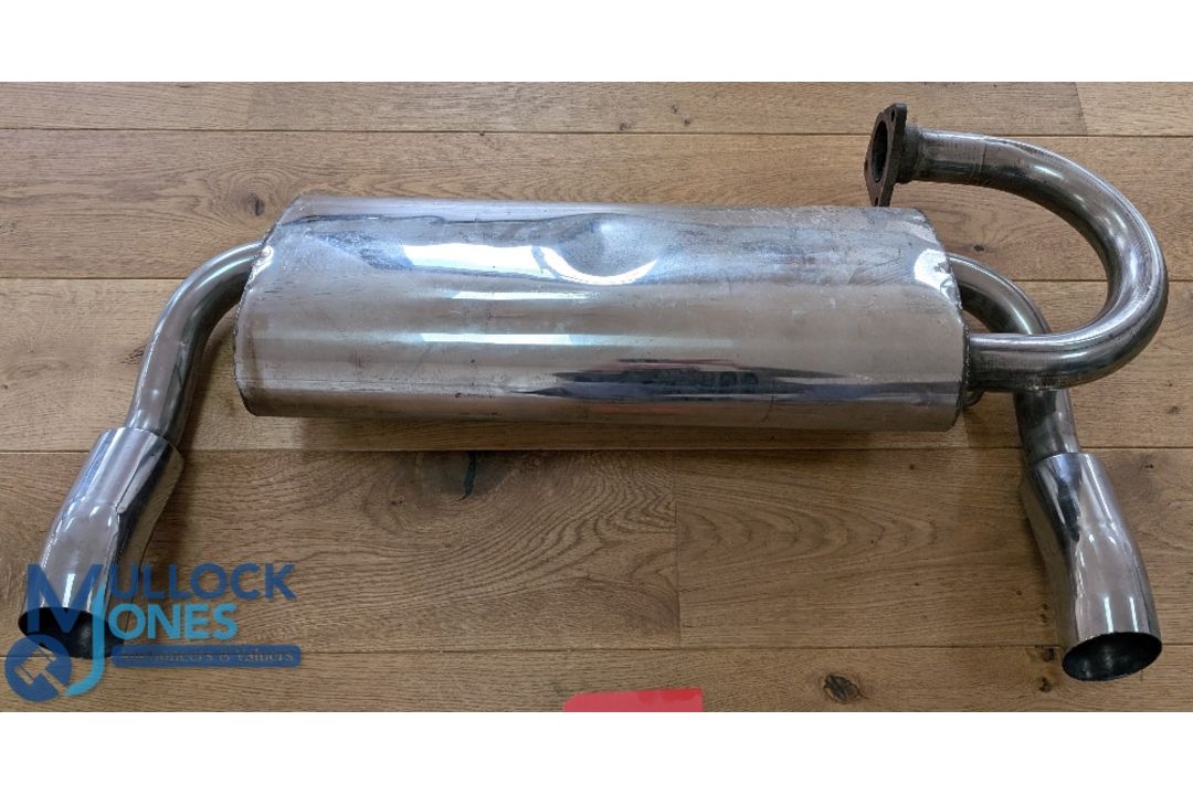 Automobilia - Car Exhaust - Rear Silencer, unmarked, stainless steel, measures 93cm approx. - Image 1 of 5