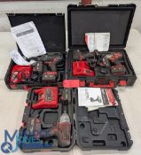 Power Tools (4) Milwaukee Heavy Duty Drills M12, M18 - with Lithium batteries, all with rapid