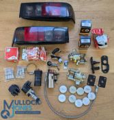Automobile - Assorted Parts - Ford Cosworth rear lights, spark plugs, hoses, wheel bearings, brake