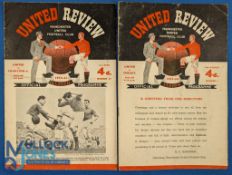 1953/54 Manchester Utd home match programmes Chelsea (No. 1 - 19 August 1953, kick-off 6.30pm);