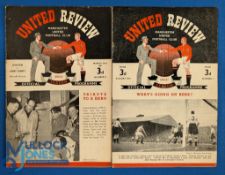 1950/51 Manchester Utd Div. 1 home programmes Liverpool (30 August), Derby County (23 March); fair/