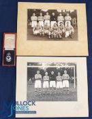 Alford Town 1948/49 team photograph with mascot, trophies and separate photo featuring 5 players (