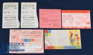 Football Tickets: International matches 1974 Wales v Northern Ireland (18 May '74) x2, 1987 Wales