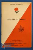 Scarce 1967 Canada v England Rugby Programme: Smart compact issue from Vancouver, not a lot of these