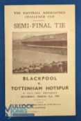 1952/53 FAC semi/final programme Blackpool v Spurs at Villa Park 21 March 1953; light fold, score to