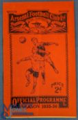 1935/36 Arsenal v Barnsley FA Cup football programme 29 Feb, centre fold, staple bleed internally,