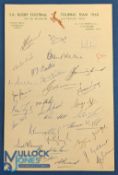 1960-61 SA Rugby Springboks' Official Autograph Sheet: Lovely crisp neat signatures in a variety