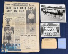 Early 1960s Pre-Season Rochdale FC team group standing in striped shirts with Tony Collins (Manager)
