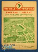 1948 England v Ireland Rugby Programme: From Ireland's great Grand Slam season, their historic 11-10