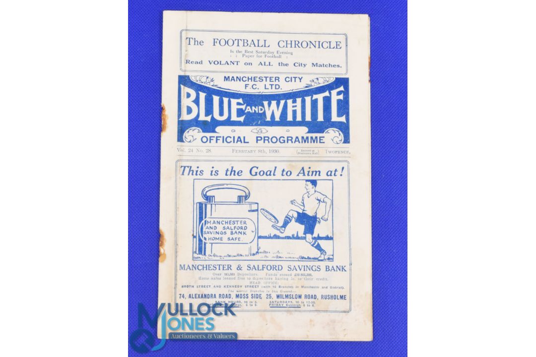 Scarce Pre-War 1929/1930 Scarce issue Manchester City v Manchester Utd, Div. 1 match programme at