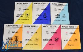 1975 England in Australia Rugby Programmes etc (7+): The entire set of official issues from this