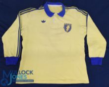 Romania Match worn Rugby Jersey c1990: No.15 in blue to rear of this yellow Adidas issue with blue