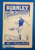 1947/48 Burnley v Manchester Utd Div. 1 match programme 8 September 1947; creases, handling wear,