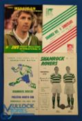 Selection of Shamrock Rovers homes to include 1959 Norwich City (benefit match), 1959 Preston NE (