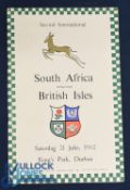 Scarce 1962 British & Irish Lions Test Rugby Programme: Attractive compact 36pp official issue for
