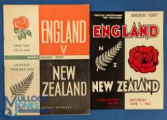 1963 New Zealand v England Test Rugby Programmes (2): Both test issues, tricky to source, from