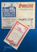 1947/48 Manchester Utd away Div. 1 match programmes Chelsea (slight mark), Arsenal, Charlton