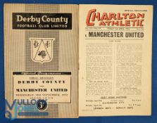1952/53 Derby County v Manchester Utd Div. 1 match programme 10 September 1952; Charlton Athletic