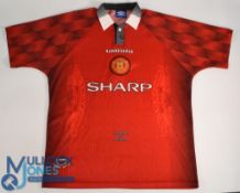 Manchester United 1996 home football shirt Umbro, Sharp, in red, short sleeve, size XL