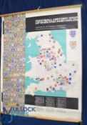 Period Wall Chart: The History of England & Wales Football Clubs, approved by the FA c1971 completed