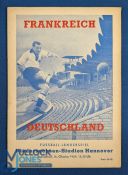 1954 Germany v France match programme 16 October 1954 at Niedersachsen-Stadion, Hannover, signed