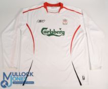 Liverpool 2005 away football shirt Reebok, Carlsberg, in white, long sleeve, size L