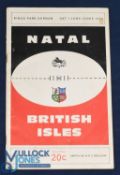 1968 British & I Lions Rugby Programme v Natal: 1/6/68 at Kings Park, Durban. 40pp, a little marked.