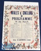 1901 Amazing Survivor, Wales v England Rugby Dinner Napkin: Rarely seen (for obvious reasons),