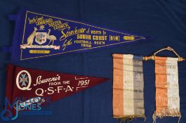 Collection of pennants to include 1951 Souvenir of Queensland FA to E Burgin (claret), 1951 Souvenir