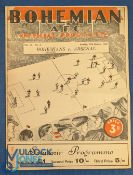 1948 Bohemian AFC (Selected) v Arsenal friendly football programme date 17 Oct, centre fold, light