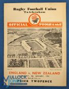 1936 England v NZ Rugby Programme: 'Obolensky's Match', England win, and an issue in good order with
