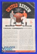 1952/53 Manchester United v Tottenham Hotspur Div 1 football programme 25 Mar, folds, marks to