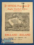1933 England v Ireland Rugby Programme: Frequent warnings in issues at this era not to throw