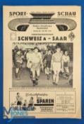 1956 Saar v Switzerland international match programme 1 May 1956 in Saarbrucken; large 4 pager, no