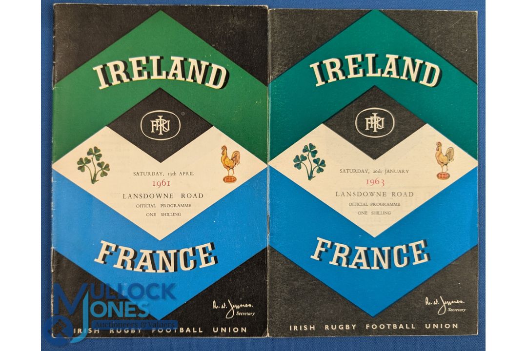 1961 & 63 Ireland v France Rugby Programmes (2): Traditional Lansdowne Road magazine-style