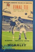 1951 FAC final programme Blackpool v Newcastle Utd at Wembley 28 April 1951; good. (1)