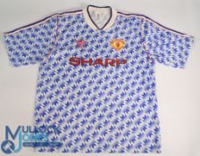 Manchester United 1990 away football shirt Adidas, Sharp, blue and white, short sleeve, size 42-44