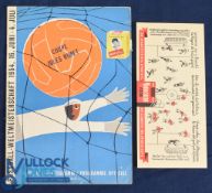 1954 World Cup in Switzerland England v Uruguay (current champions) match programme 26 June 1954