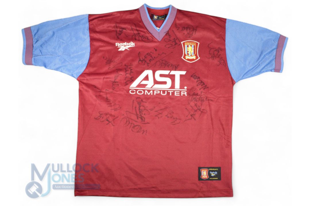 1997/98 Aston Villa Multi-Signed home football shirt in claret and blue, Reebok/AST Computer, - Image 1 of 2