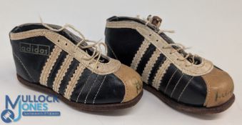 Interesting pair of c1950s multi-signed Miniature Adidas football boots used as advertising