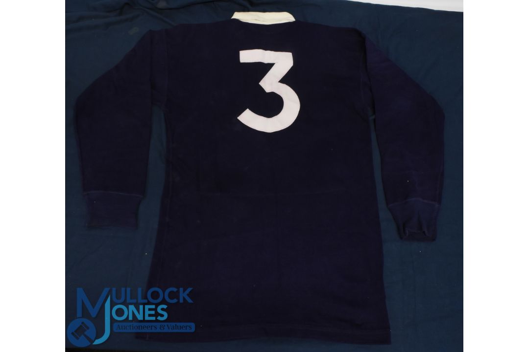 1988 Norrie Rowan's Match worn Scotland Rugby Jersey: The prop's classic dark blue jersey with white - Image 2 of 2