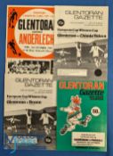 Selection of Glentoran home match programmes v 1968/69 Anderlecht (European Cup), v 1973/74 Brann (